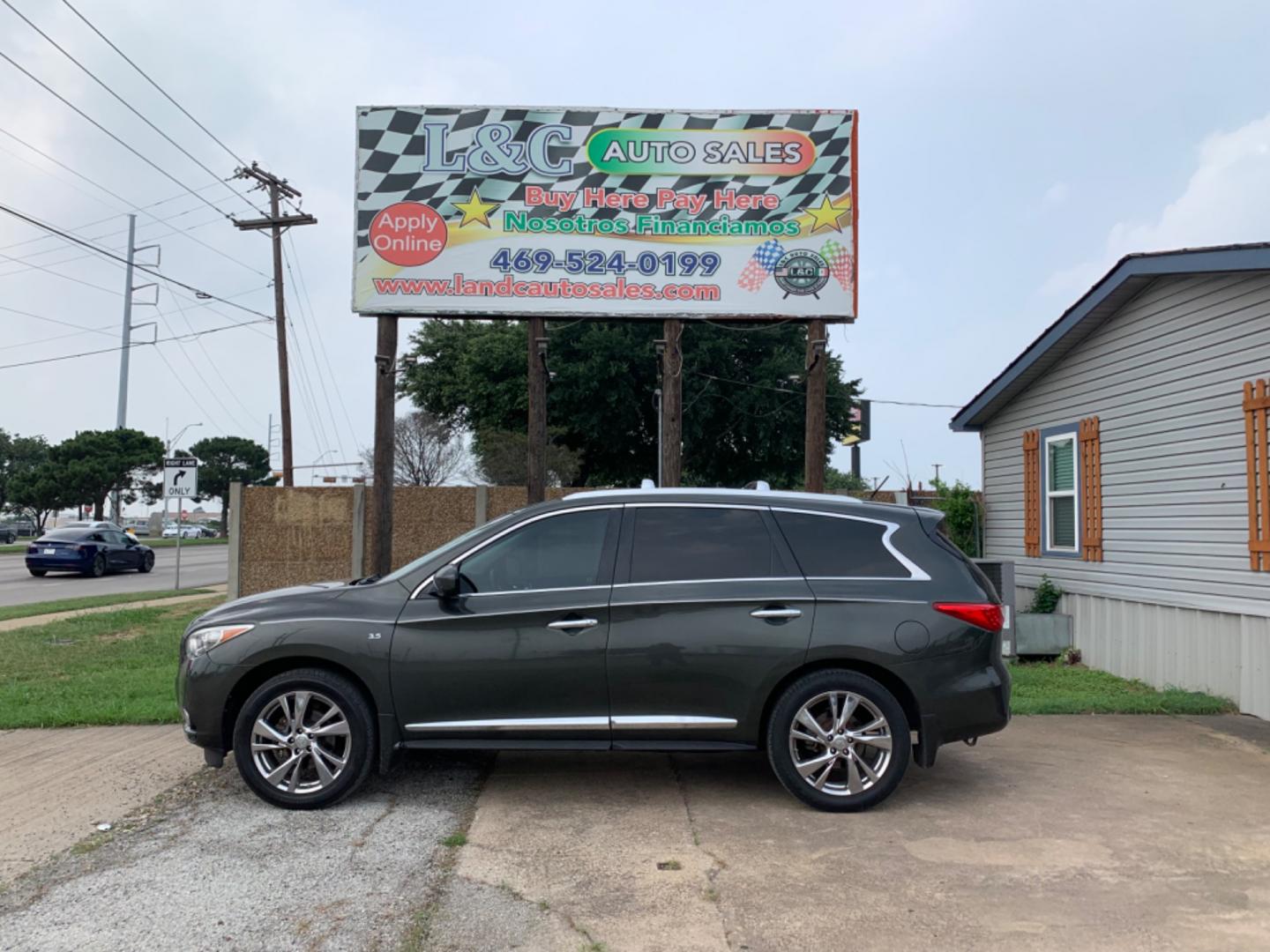 2014 Gray /Black Infiniti JX (5N1AL0MMXEC) with an 3.5 L engine, AUTOMATIC transmission, located at 1830 North Belt Line Road, Irving, TX, 75061, (469) 524-0199, 32.834373, -96.993584 - Photo#0